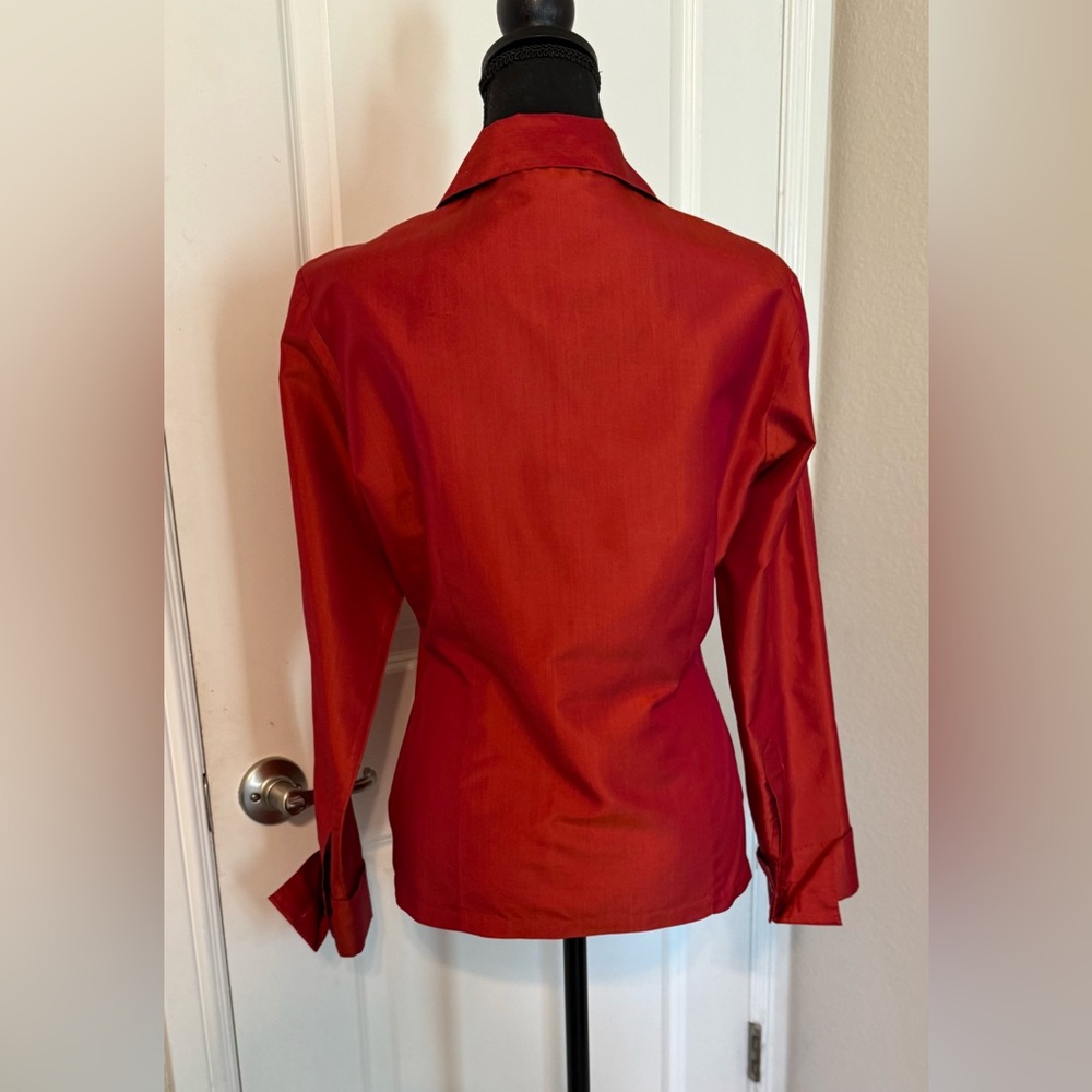 Vtg Express 100% Silk Button Up Shirt Sz 3/4 Red/Orange
Shiny Long Sleeve 90’s - Picture 2 of 11